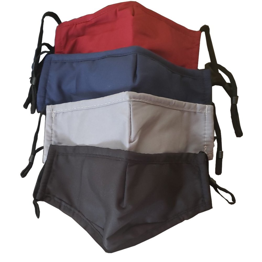 4 Pack Adult Face Masks 4 Black Blue Grey Red Mix